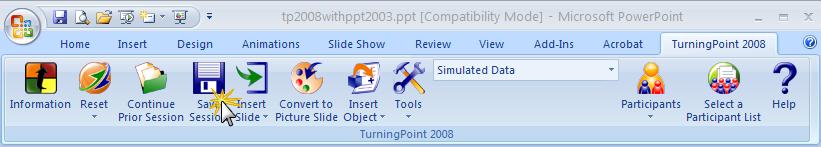 Generate a Report You can run a report showing students responses directly from Turning Point s ribbon.