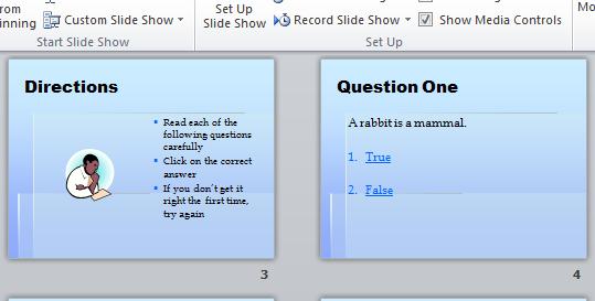 An effective interactive slide show should have a directions slide because a good teacher never assumes that all the students know how to take a particular test.