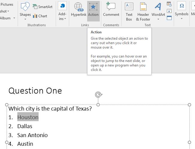 Lesson 10: PowerPoint Presentations Beyond the Basics Now, double-click on the word Houston to