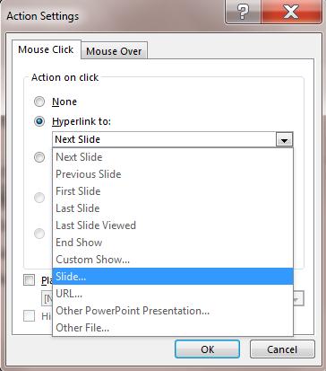 10.26 The Action tool in the Links Group of the Insert Ribbon You will now see the Action
