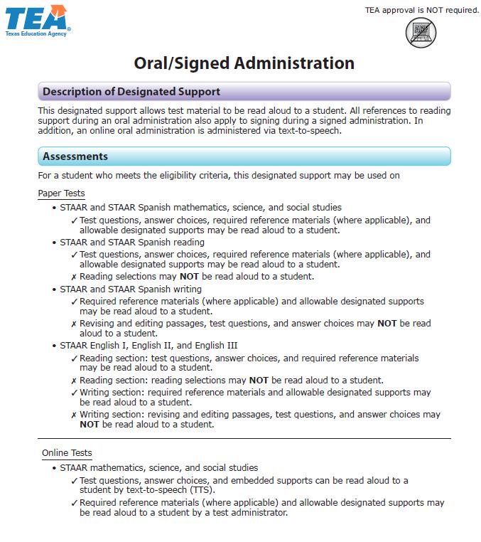 23 Oral/Signed Administration LPACs may not consider ELL students for exit at the end of
