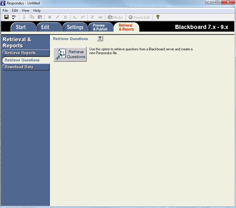Retrieval of Blackboard Exams using Respondus In this tutorial, faculty will be able to retrieve a Blackboard Exam using Respondus 4.0 to save as a Word document for editing and archival purposes. 1.