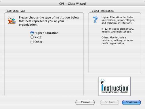 1. Open CPS from your desktop icon. 2. Click the Classes section. 3. Click the New icon from the classes side (left side). The CPS Class Wizard will appear. 4.