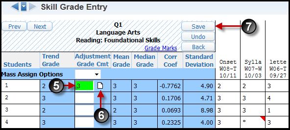 In the Adjustment Grade column, enter the new score for the student. 6. If desired, use the Comment paper to add a reason for the change. 7. Click "Save" when finished.