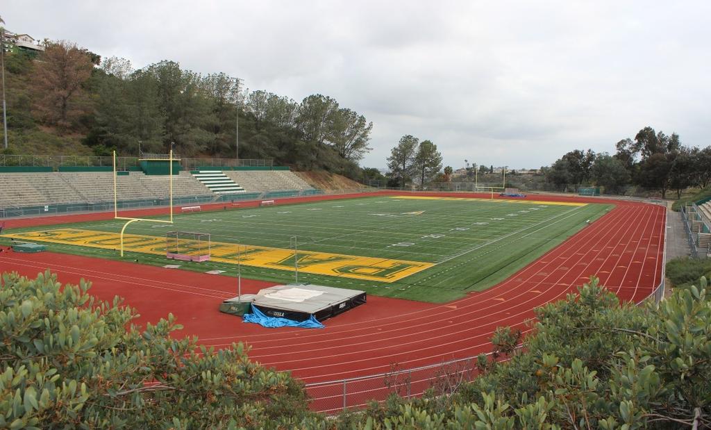 were replaced with an all-weather rubberized track and synthetic turf