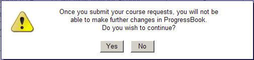 On the Course Requests section of the Student tab, verify that all of the courses displayed in the grid are the ones you want to submit. 2. Click Submit My Course Requests.