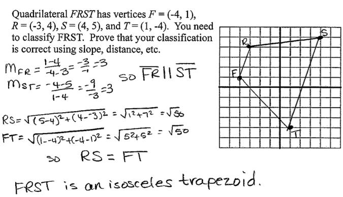 Examples of standard-based questions for each Geometry course Standard G-SRT.