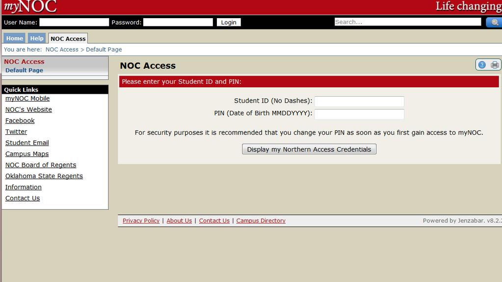 NOC Tonkawa Page 8 NOC Student ID Number Location NOC Student ID number can be located on: Student admissions letter. Schedule printed at initial enrollment. Bottom of the NOC Student ID card.
