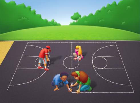 Day Design a Basketball Court for the Playground. Create a basketball court on a separate sheet of paper. Draw the whole court first.. Your basketball court should measure inches long on the sides.