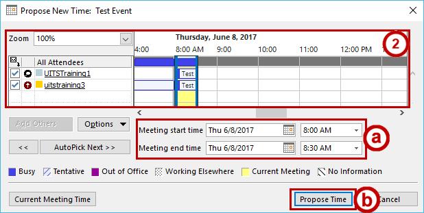 Proposing a New Meeting Time When you receive a meeting request, you can choose to propose a new meeting time: 1.