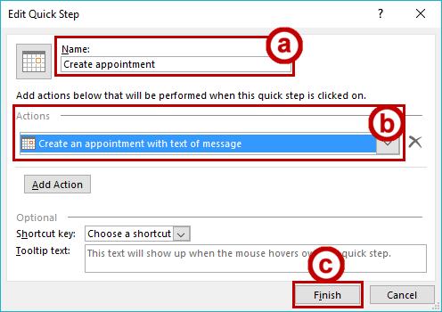 6. The Edit Quick Step window will appear: a. In the Name field, type a name to call your quick step (See Figure 44). b.