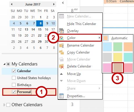 3. The selected calendar will turn into a text field. Type the name you wish to give the calendar. 4. Press enter to confirm. Figure 54 - Renaming Calendar Change the Color of a Calendar 1.