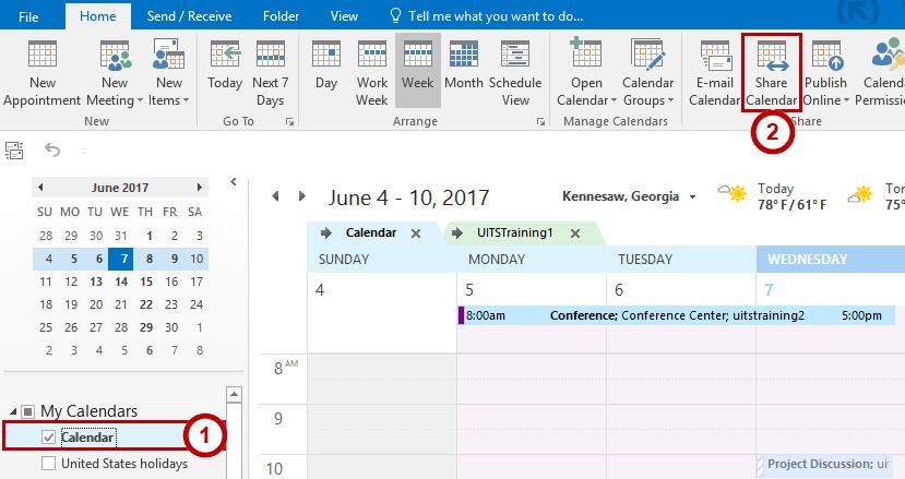 Deleting a Calendar To delete a calendar you have created: 1. Access the Calendar view. 2. In the Folder Pane under My Calendars, right-click the Calendar to be removed (See Figure 62). 3.