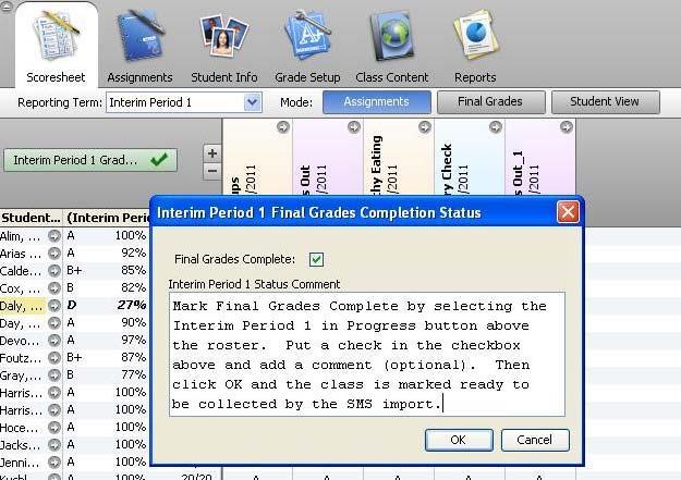 To enter or edit the General Comment for a single student, use the Comment Inspector. Save the gradebook before editing the comment.