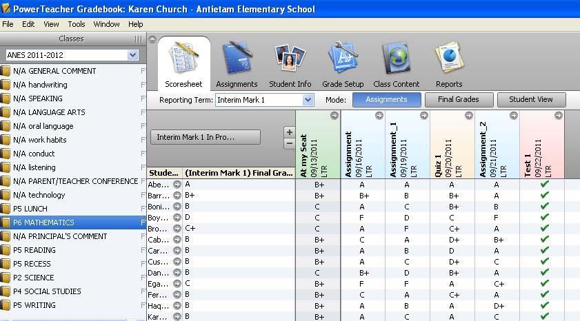 Review Interim Period Tasks In Preparation for Grading 1. Open the PowerTeacher Gradebook. Under the Classes, select the appropriate school and school year.