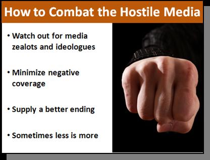 Designing Visual Support Sample Slides, continued Sample 3: The Hostile Media The original slide was taken from a public presentation on how corporations can mitigate negative reports by the media.