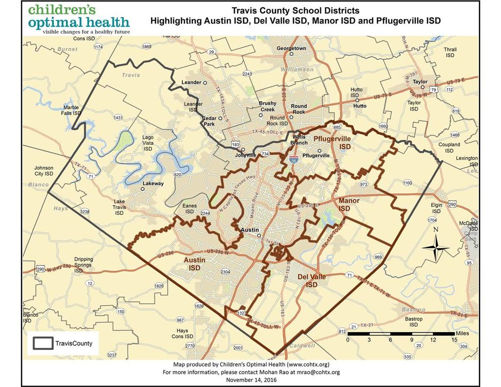 The maps which follow were created in partnership with the Austin and surrounding school districts.