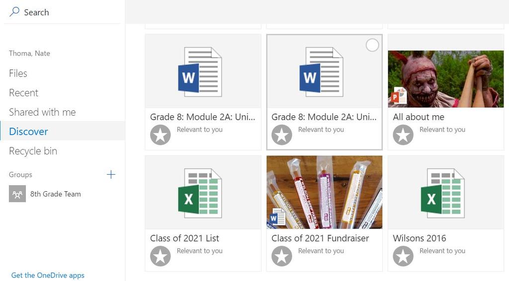 OneDrive Create a class folder to share with each student.