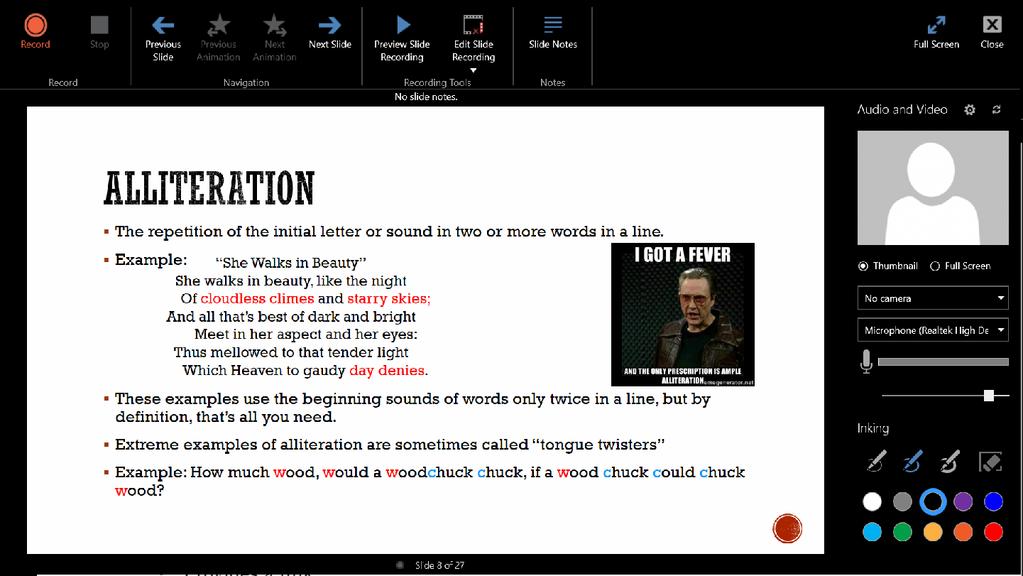 narration, highlight key information Easily linked in OneNote or
