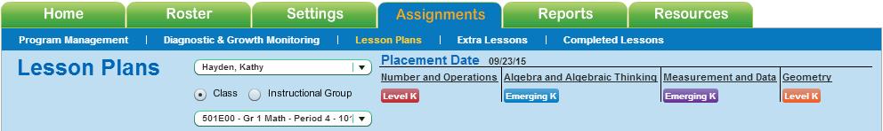 Checking Student Lesson Plans 1. Click Assignments tab. 2. Choose Lesson Plans. 3. Choose parameters for the results you are trying to view. 4.