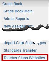 Chapter Three Grade Book Elementary User Guide Adding a Topic to the Class Website Figure 3.46 - Grade Book menu 1.