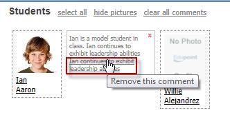Filter the available comments using the Language, Subject, Author, and Swap Type fields. 4. Click on the comments to be added to the report card. 5. Drag the comment onto the selected student.