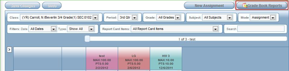 Grade Book Elementary User Guide Chapter Six RUNNING GRADE BOOK REPORTS 1. Navigate to the Grade Book Main screen. Figure 6.1 Grade Book Main screen 2. Click Grade Book Reports.