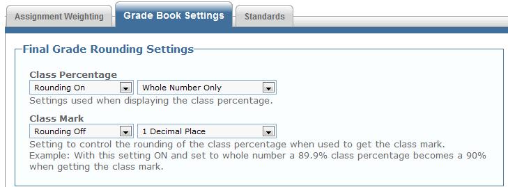 Grade Book Elementary User Guide Chapter Two Rounding Class Mark You can specify the type of rounding you want to apply to determine which mark to assign. 1.