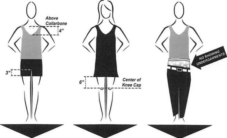 ARDEN MIDDLE SCHOOL DRESS CODE ZONE The netted area represents THE ZONE No front or back body parts may be exposed in THE ZONE. Tops must have straps.