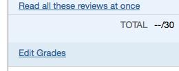 Editing review grades within the PeerMark inbox: 1.