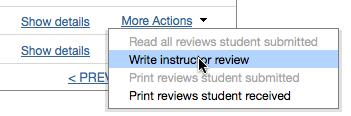 Chapter 3: PeerMark Section: Viewing Student Reviews Writing a Review of a Student Paper The instructor is able to write a review to supplement those that students