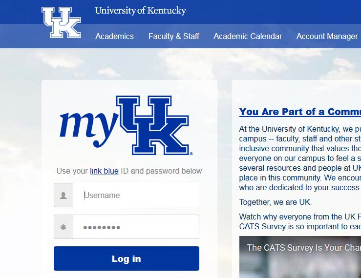 myuk Home Page Access the myuk login page at https://myuk.uky.edu. Log on to the myuk portal using your Linkblue user ID and password.