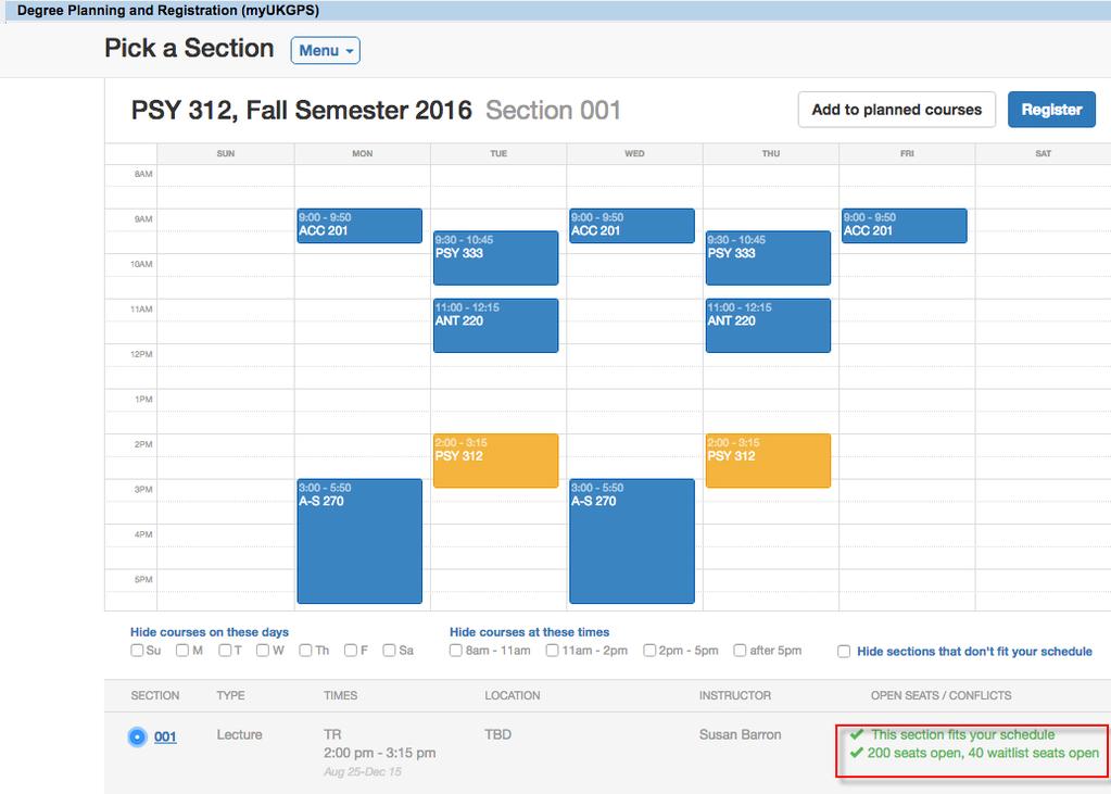 Pick a Section By selecting a specific section, you can review in a calendar