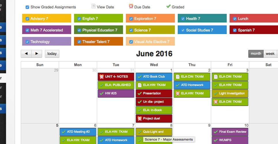 Visual Course Calendar Turn Graded Assignments on/off with this button.