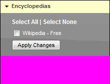 Select one or more encyclopedia subscriptions to include in the results.
