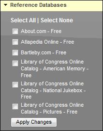 Option Description Click Select All to show results from all reference databases. Click Select None to omit the results from reference databases.