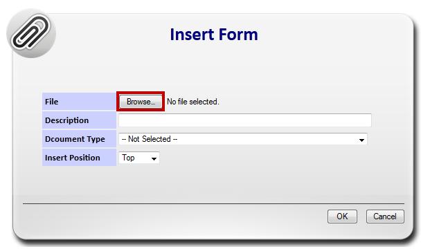 7. To upload any additional documents to the Form Set, follow the steps below. a. Click the Insert Document link (see Figure 58).