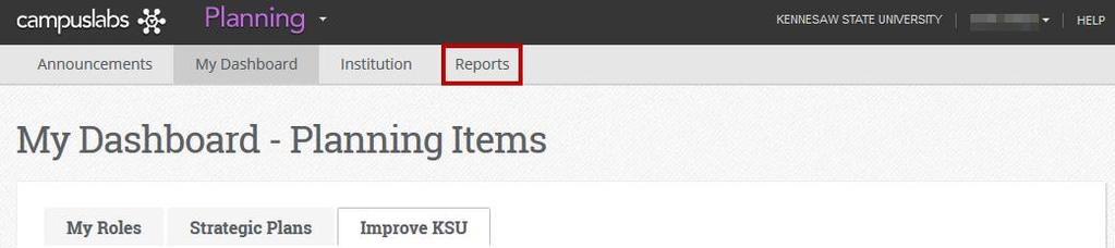 Running reports Reports can be run at any time within Improve KSU.