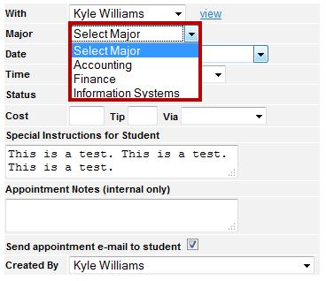 In the With dropdown, select the advisor in which the appointment will be assigned to