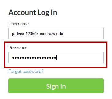 3. In the Password field, enter the KSU Appointments log in password that you were provided (see Figure 3).