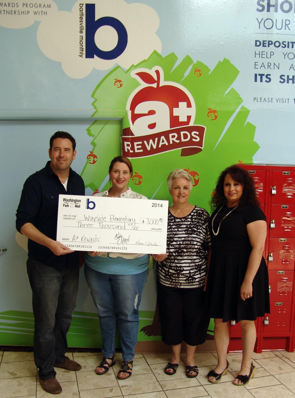 Hoover and Wayside awarded money through A+ Rewards Program Bartlesville Monthly Magazine and Washington Park Mall partnered to create the A+ Rewards program to encourage shopping locally at