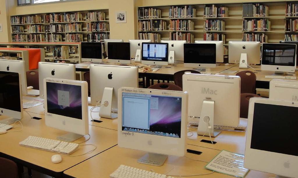 The Workroom/Production Room serves both the librarians and teachers of the new library building as well as all of the teachers and administrators at Baldwin High School during work hours.