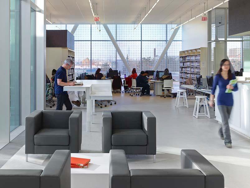 LEARNING ENVIRONMENT Gradient of Study Zones The overall design of the new library concentrates noisier activities near the entrance and library service desk.