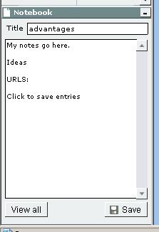 Save: Click on this to save notes to the Notebook. You can only save notes when you have started an activity sequence.