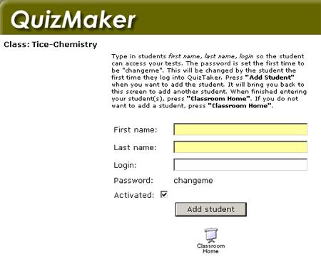 3. Type the student s first and last name and give the student a login (user name). ***Each student login must be unique.