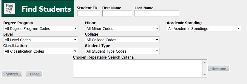 5. You can also search for a batch listing of students, or by name if the T# is not known.