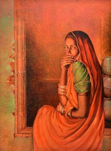 Balwinder Tanwar Endless Wait Oil on Canvas 36 X 48 Inches Born