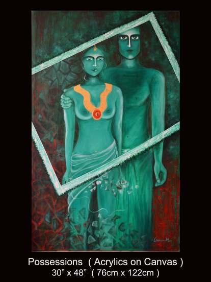 Amita Possessions Acrylic on Canvas 30 X 48 Inches Born in Orissa in
