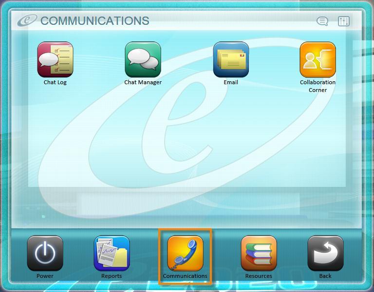 Communication The Communications button gives you access to several options for