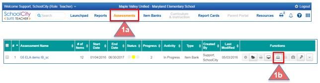 If an online Item Bank, AKO, or Express assessment includes one or more Constructed Response items, the students responses must be scored within the SchoolCity Suite.